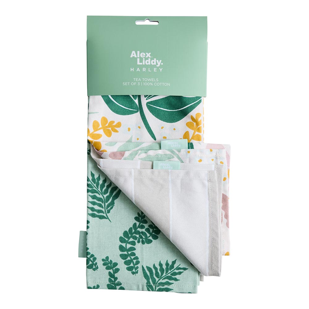Alex Liddy Harley Set of 3 Tea Towels Floral and Stripe at MyHouse