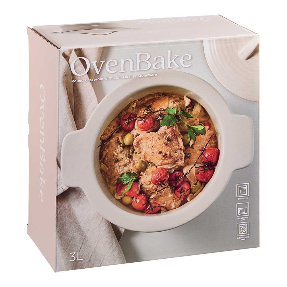 OvenBake Casserole Dish with Lid 3L Oat Cream at MyHouse