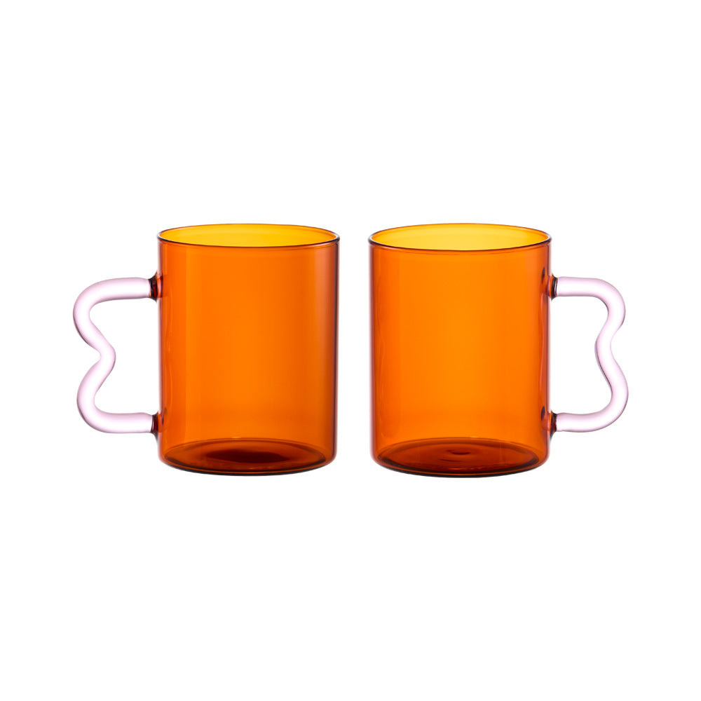 Alex Liddy Prisma Set of 2 Glass Mugs 350ml Amber - MyHouse