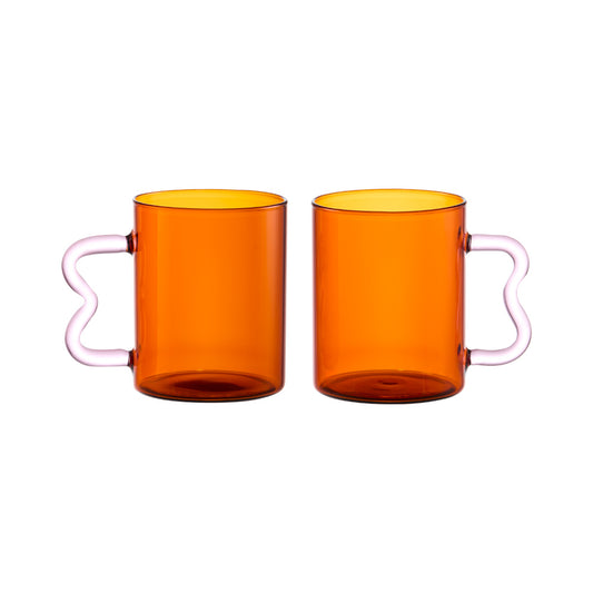 Alex Liddy Prisma Set of 2 Glass Mugs 350ml Amber - MyHouse