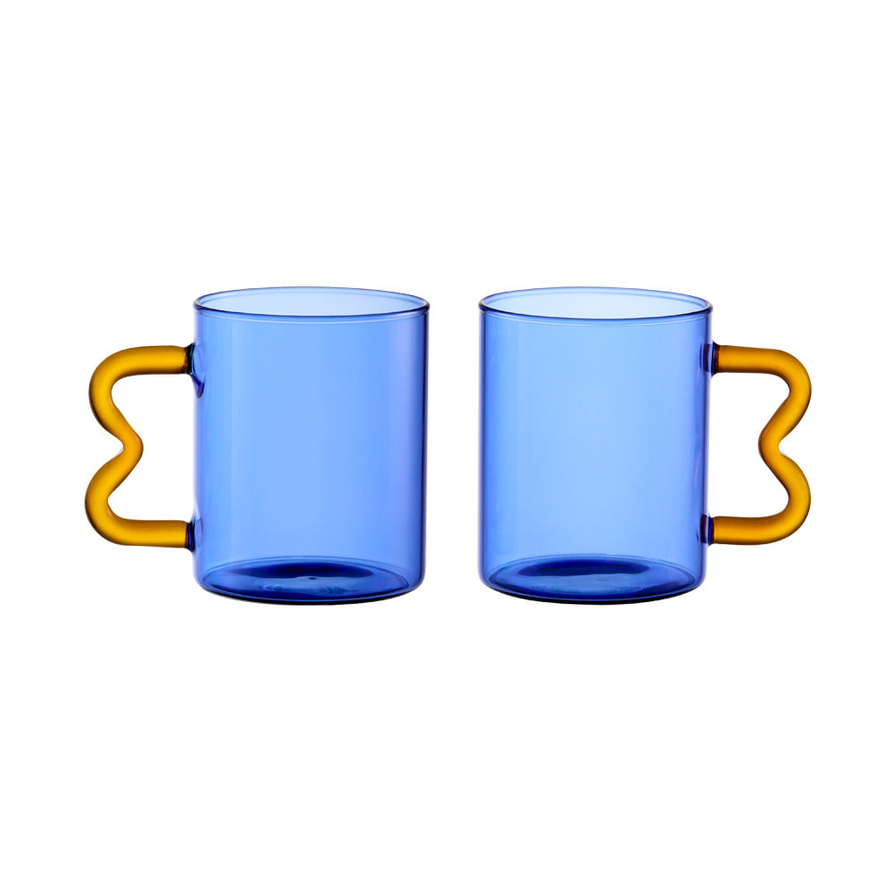 Alex Liddy Prisma Set of 2 Glass Mugs 350ml Blue - MyHouse