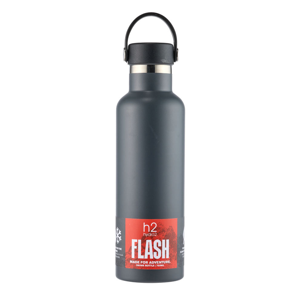 h2 hydro2 FLASH Reusable Classic Water Bottle 750ml Grey