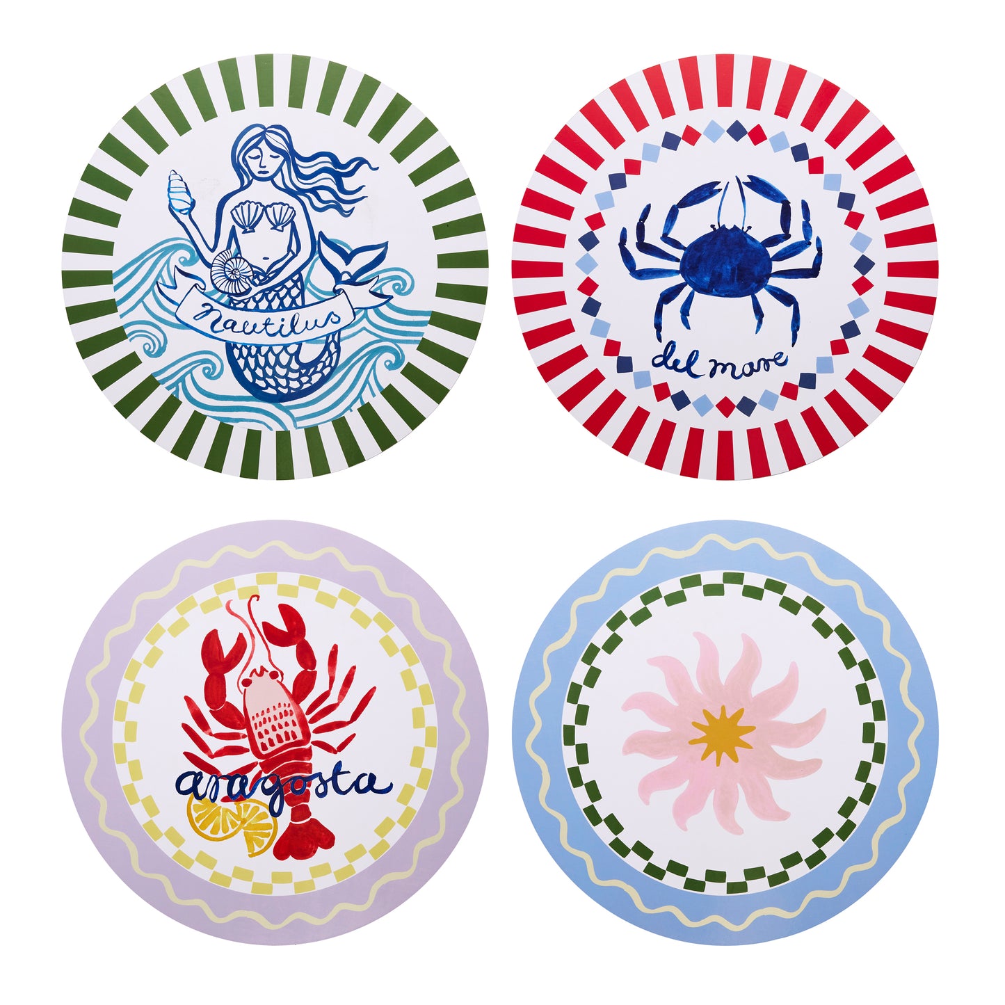 Porto Nautilus Set of 4 Round Placemats 34cm Del Mare