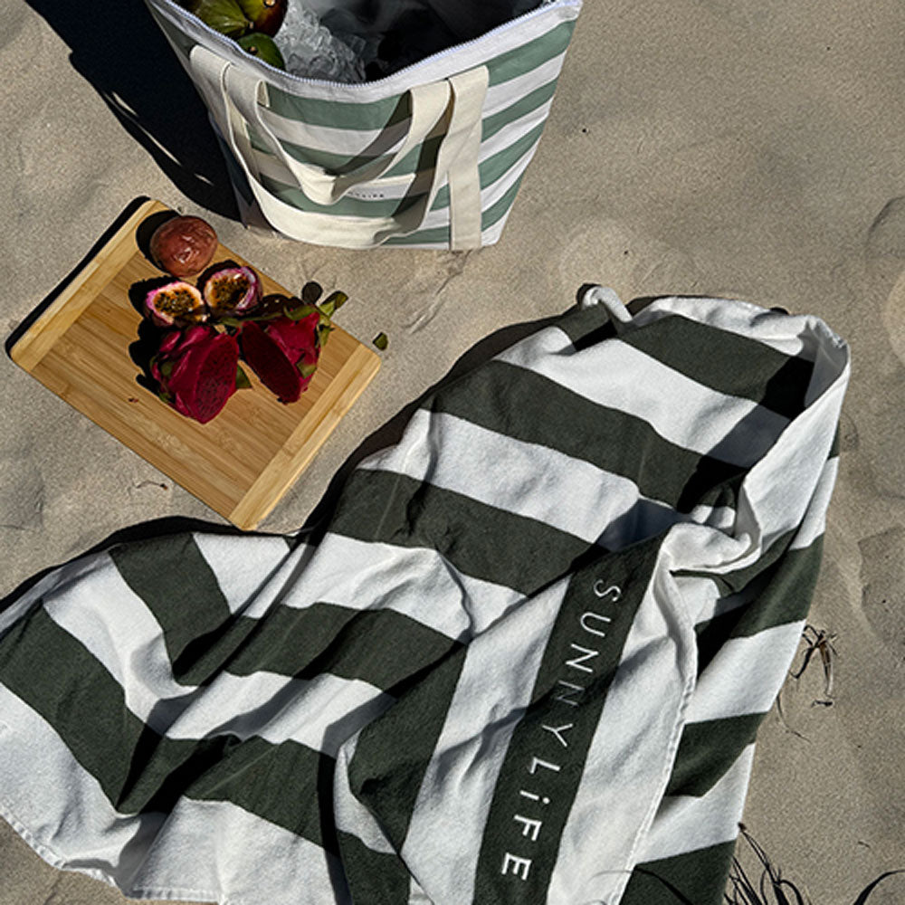 SUNNYLiFE Light Cooler Tote Sage Stripe