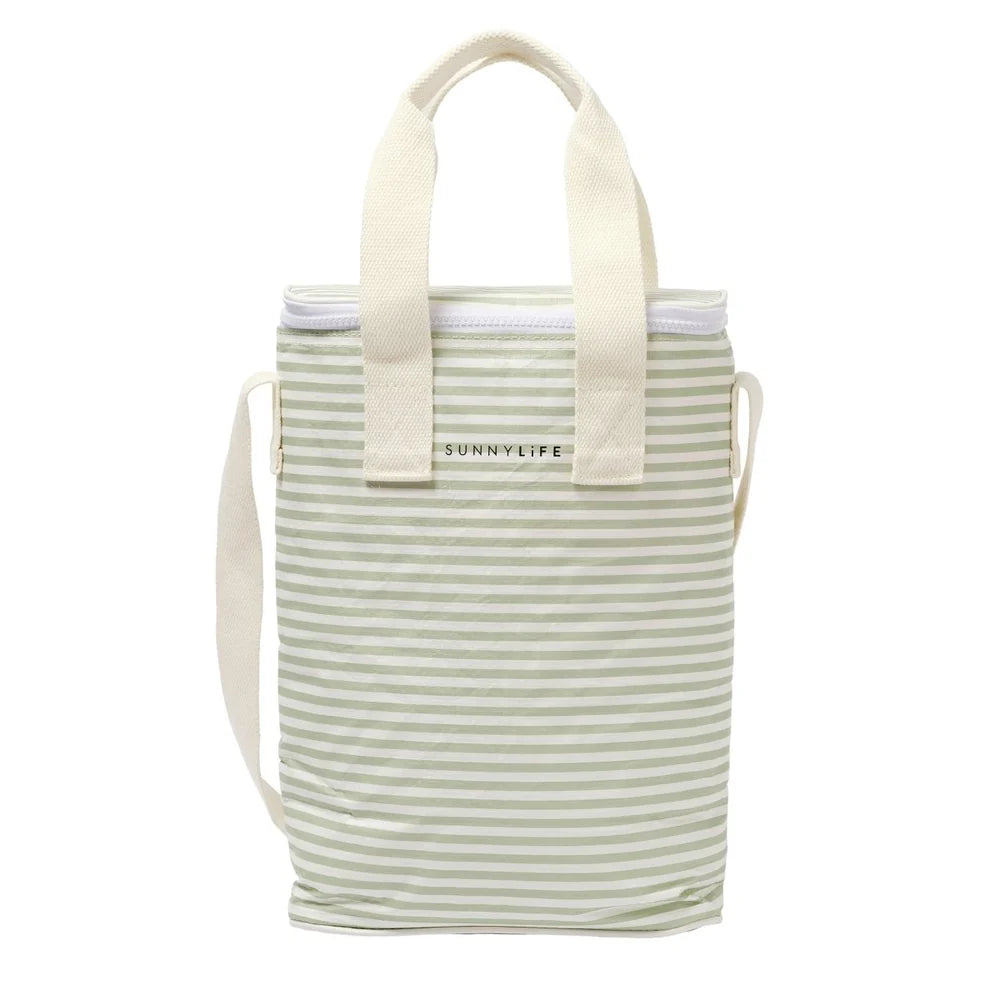 SUNNYLiFE Light Cooler Drinks Bag Sage Stripe