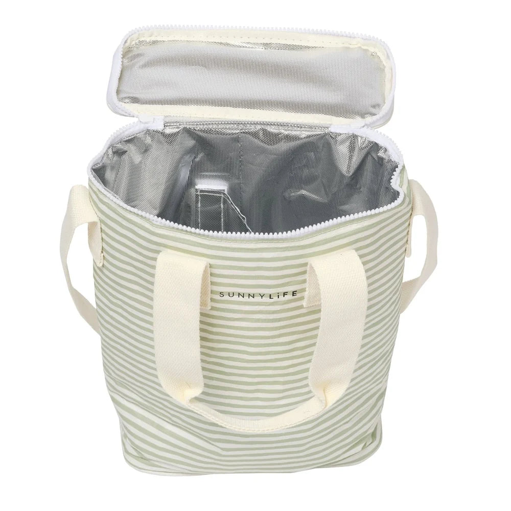SUNNYLiFE Light Cooler Drinks Bag Sage Stripe