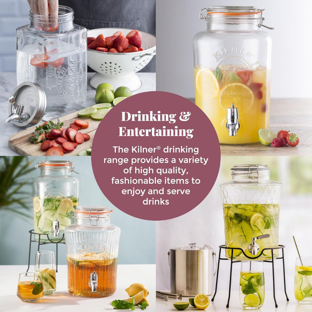 Kilner Clip Top Diamond Dispenser with Stainless Steel Tap