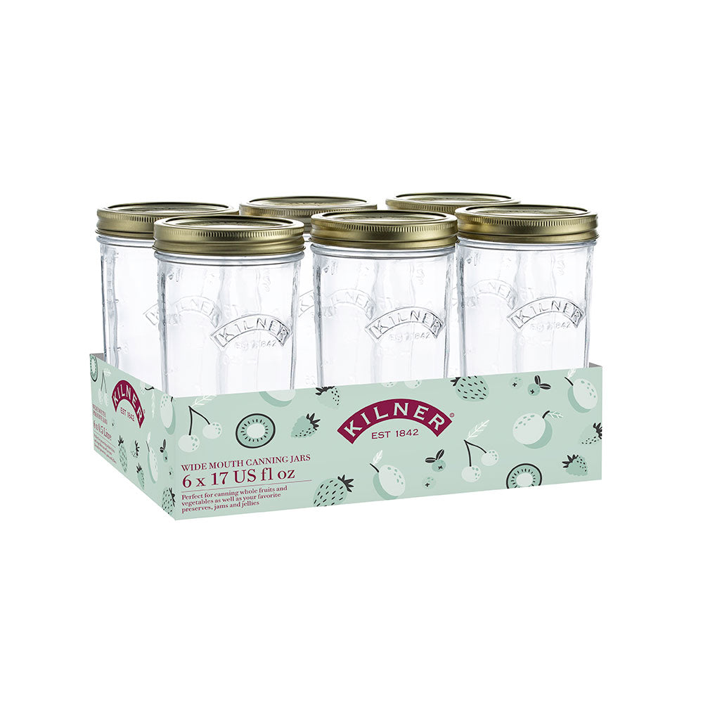 Kilner Set of 6 Wide Mouth Preserve Jars