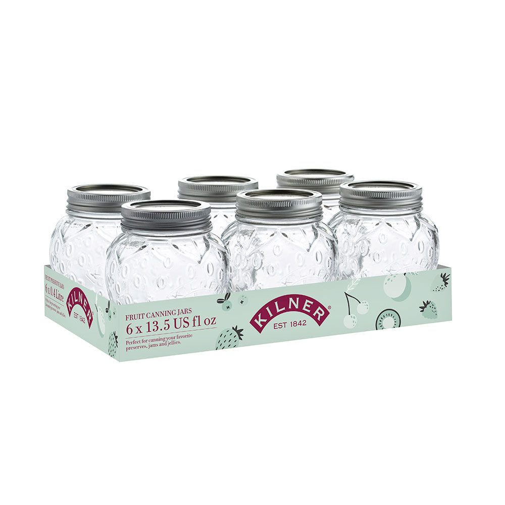 Kilner Set of 6 Strawberry Fruit Jars 400ml