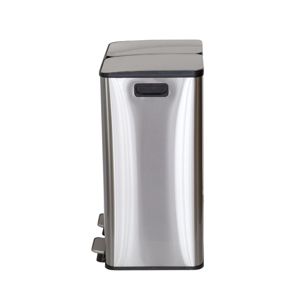 Healthy Choice Stainless Steel Dual Compartment Pedal Operation Rubbish Bin 2 x 30L