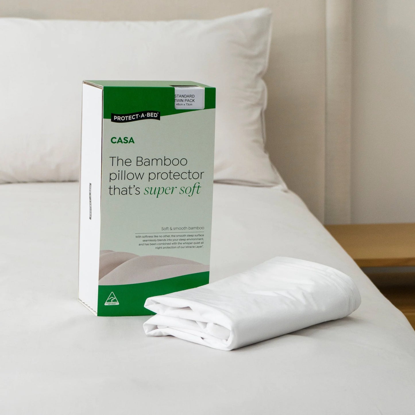 Protect-A-Bed Casa Bamboo Jersey Fitted Waterproof Pillow Protector Twin Pack