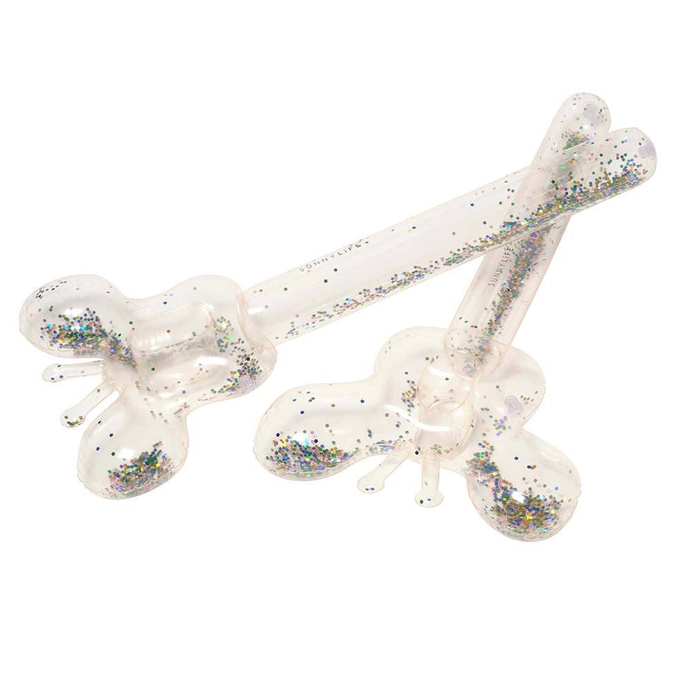 SUNNYLiFE Set of 2 Kids Inflatable Noodles Cotton Candy Glitter