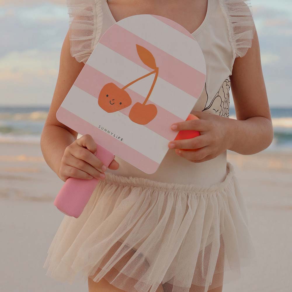 SUNNYLiFE Kids Velcro Beach Bats Cotton Candy Cherry