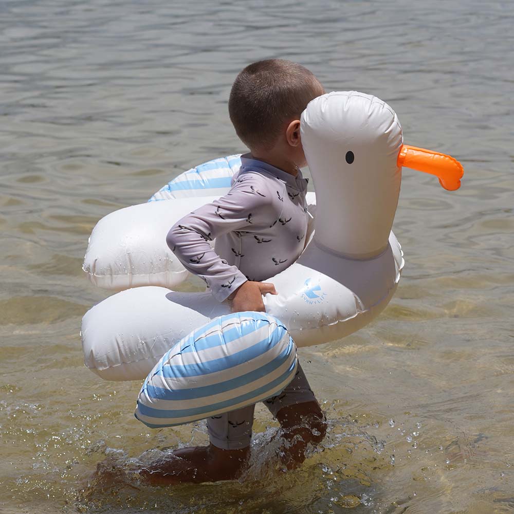 SUNNYLiFE Kids Tube Pool Ring Sammy The Seagull Blue Stripe