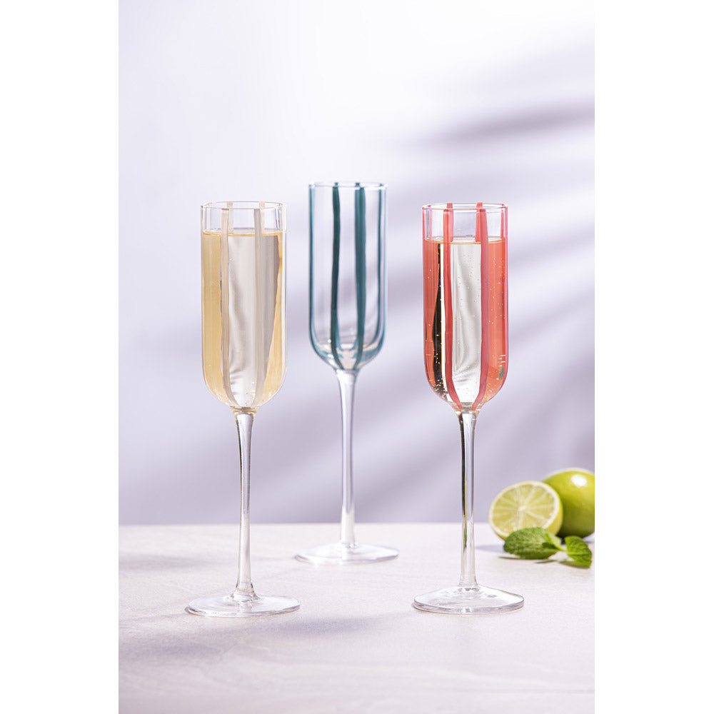 Ladelle Stripe Set of 4 Champagne Glasses