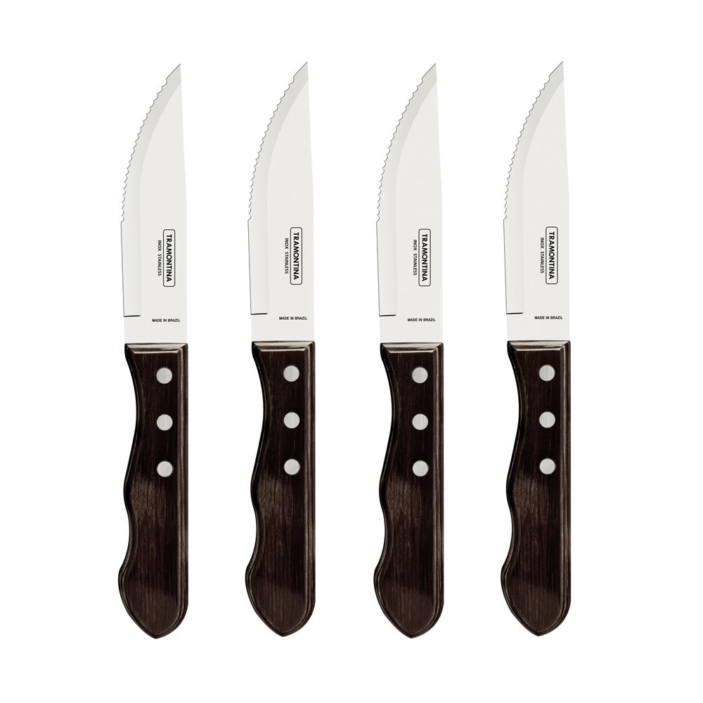 Tramontina Jumbo 4 Piece Steak Knife Set Brown