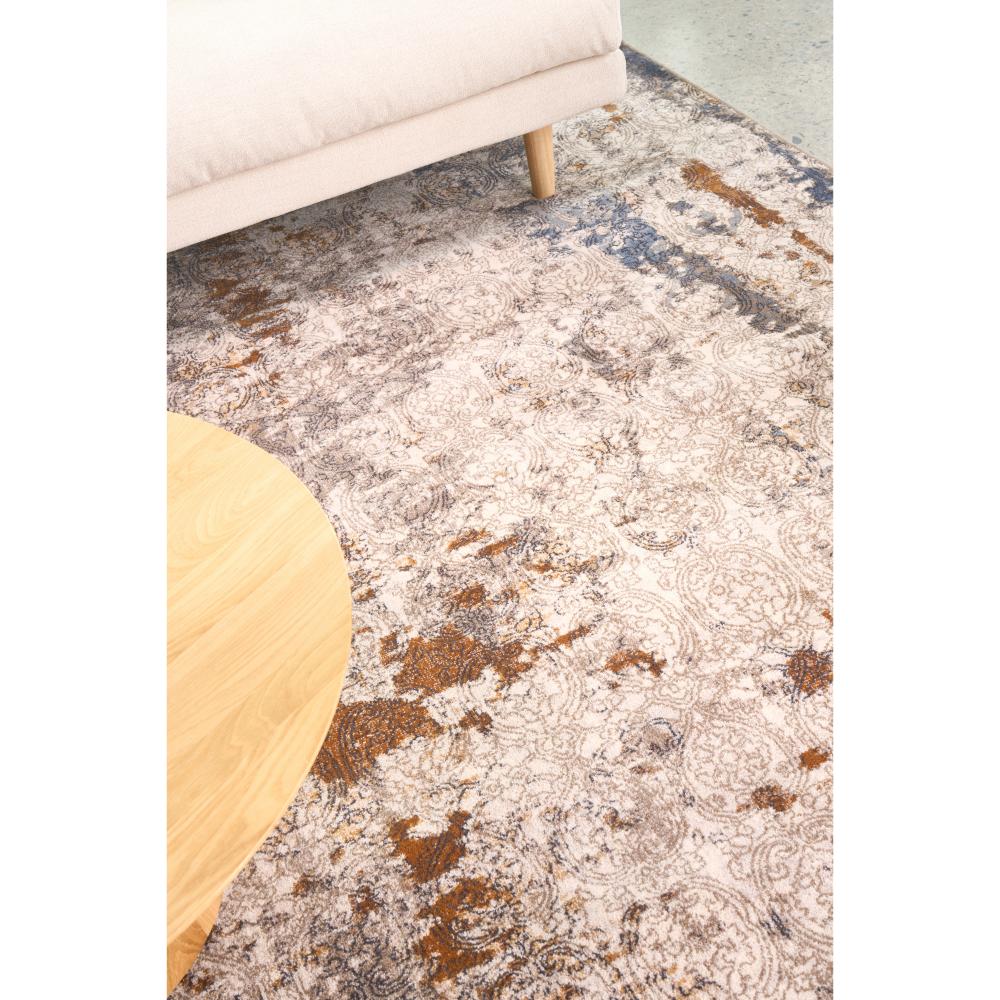 Traditional pattern wool rug brown and blue - MyHouse