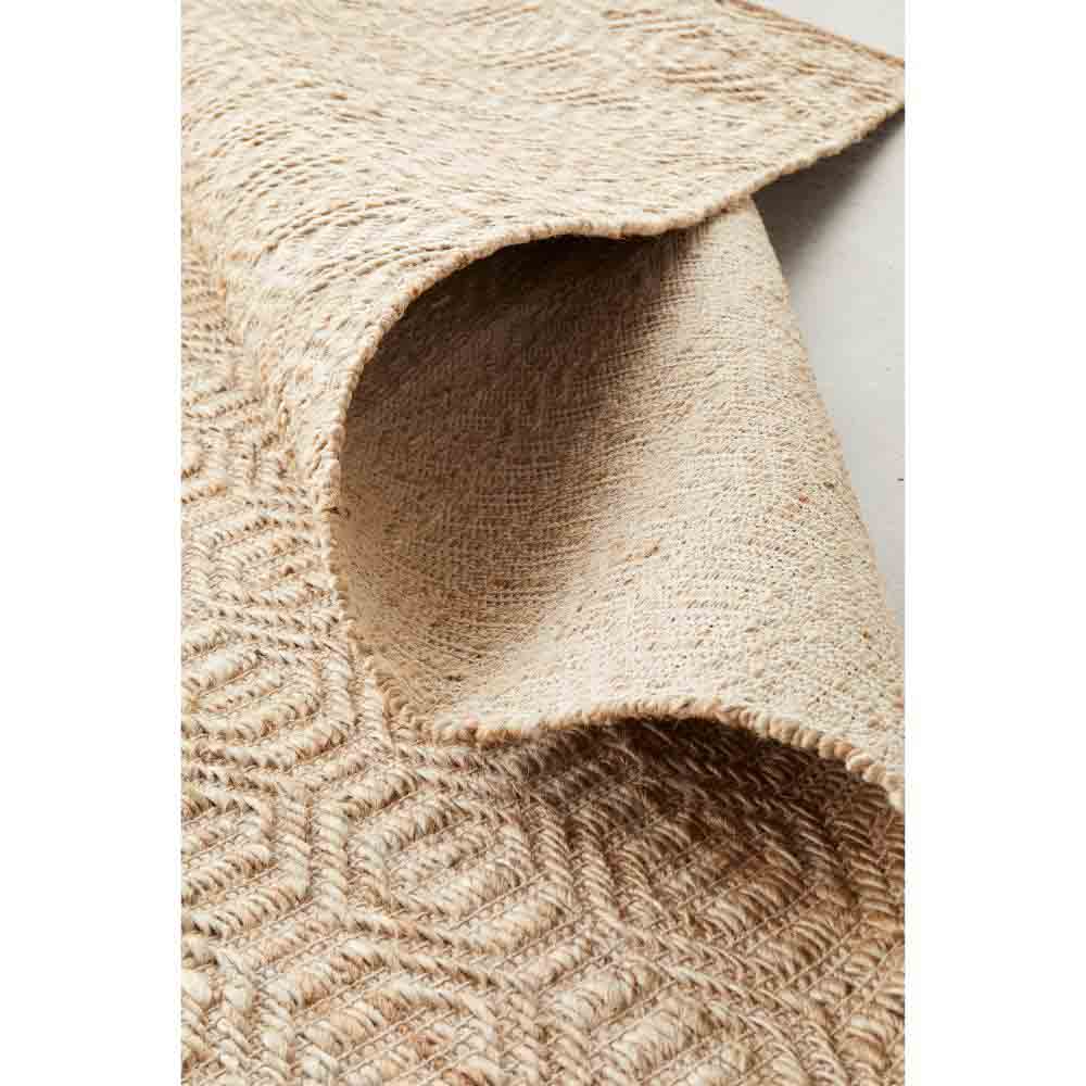 warm beige honeycomb patterned jute rug detail image - MyHouse