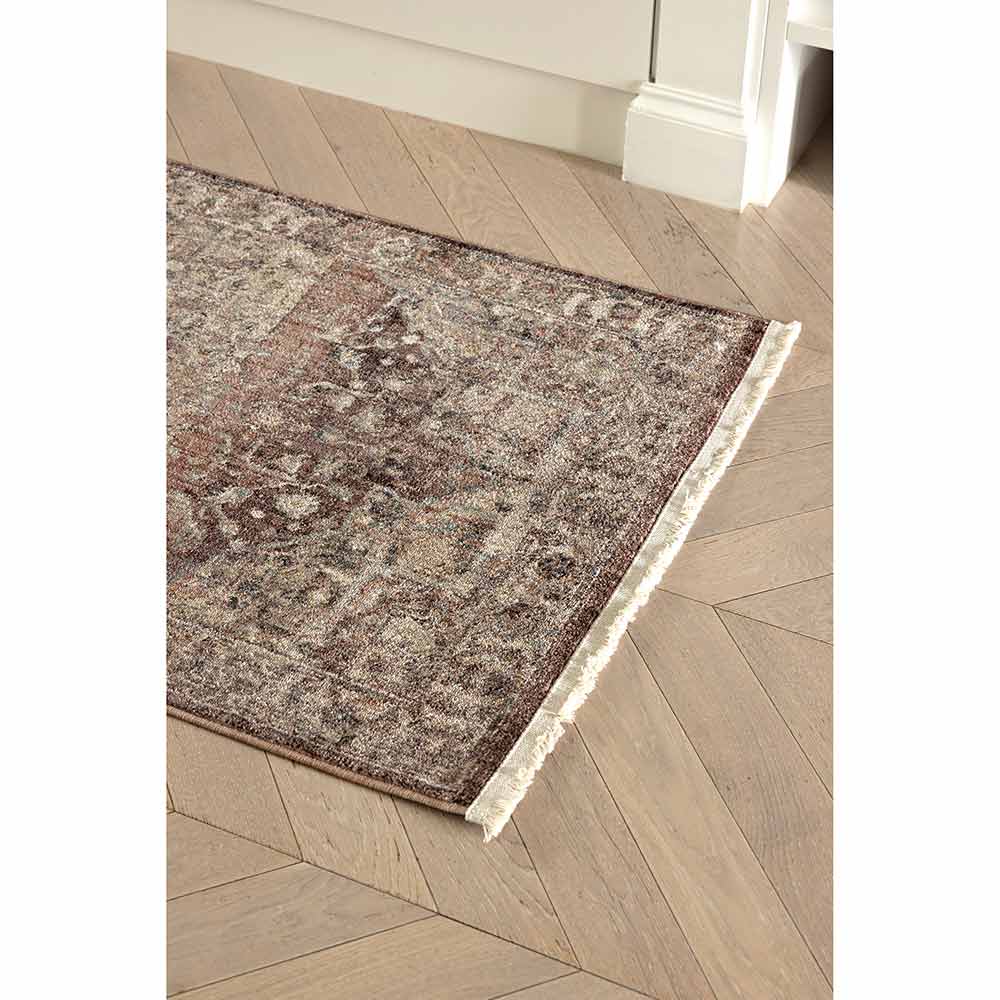 Darren Palmer Heirloom Runner in Plum with fringe detail in a hallway at MyHouse