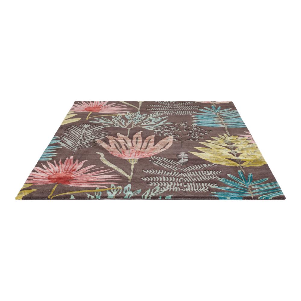 botanical brown wool rug angled image - MyHouse