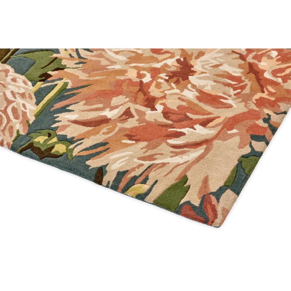 designer large orange dahlia flower wool rug detail shot - MyHouse