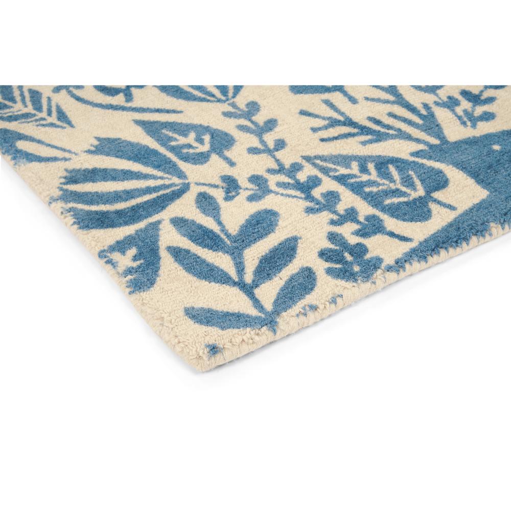 blue printed woodland creatures wool rug detailed image - MyHouse