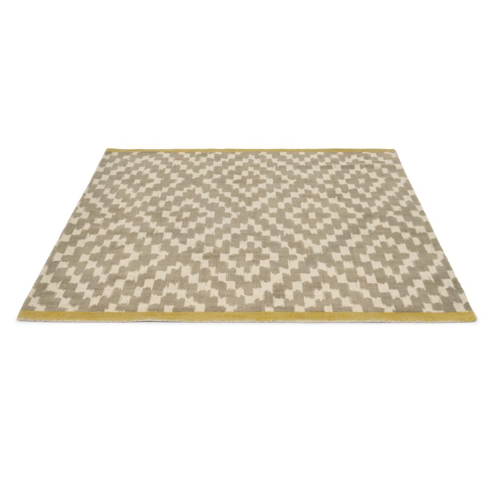 Grey geo diamond print Wool Rug angled image - MyHouse