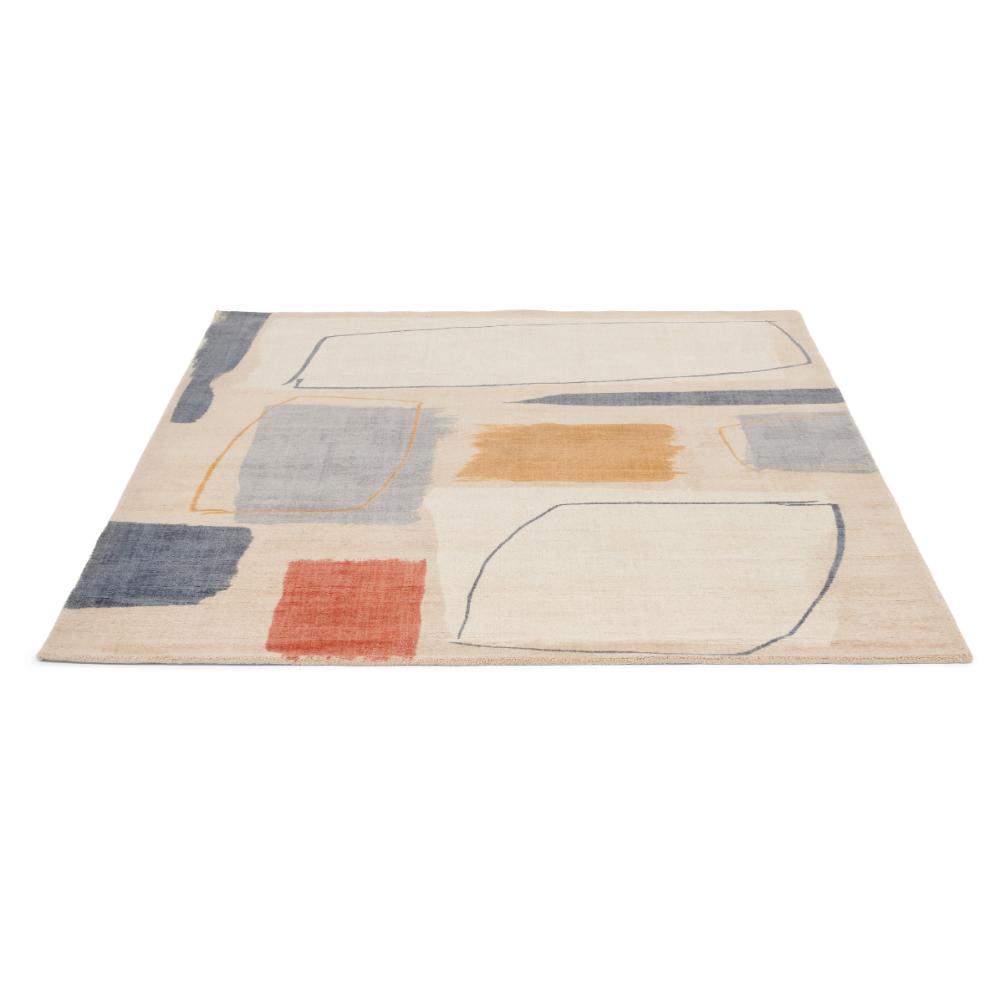 multicolour abstract blocks wool rug detailed image - MyHouse