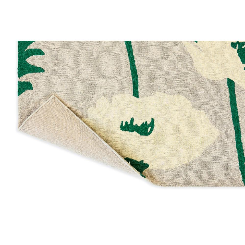 beige wool rug with cream poppies detailed image - MyHouse