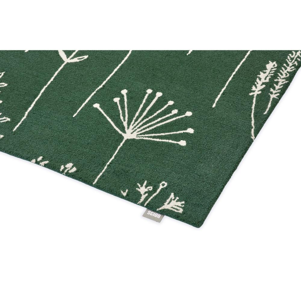green flower stem wool rug detailed image - House