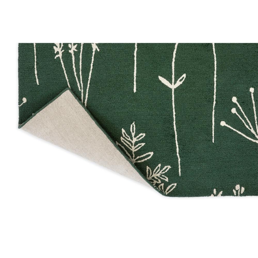 green flower stem wool rug detailed image - House