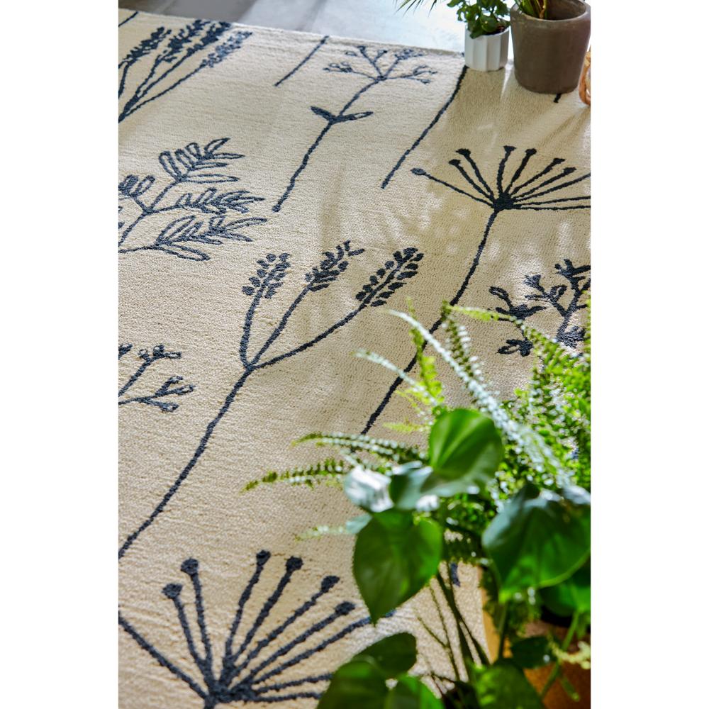 blue flower stem wool rug with plants - MyHouse