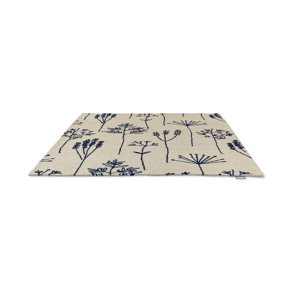 blue flower stem wool rug angled image - MyHouse