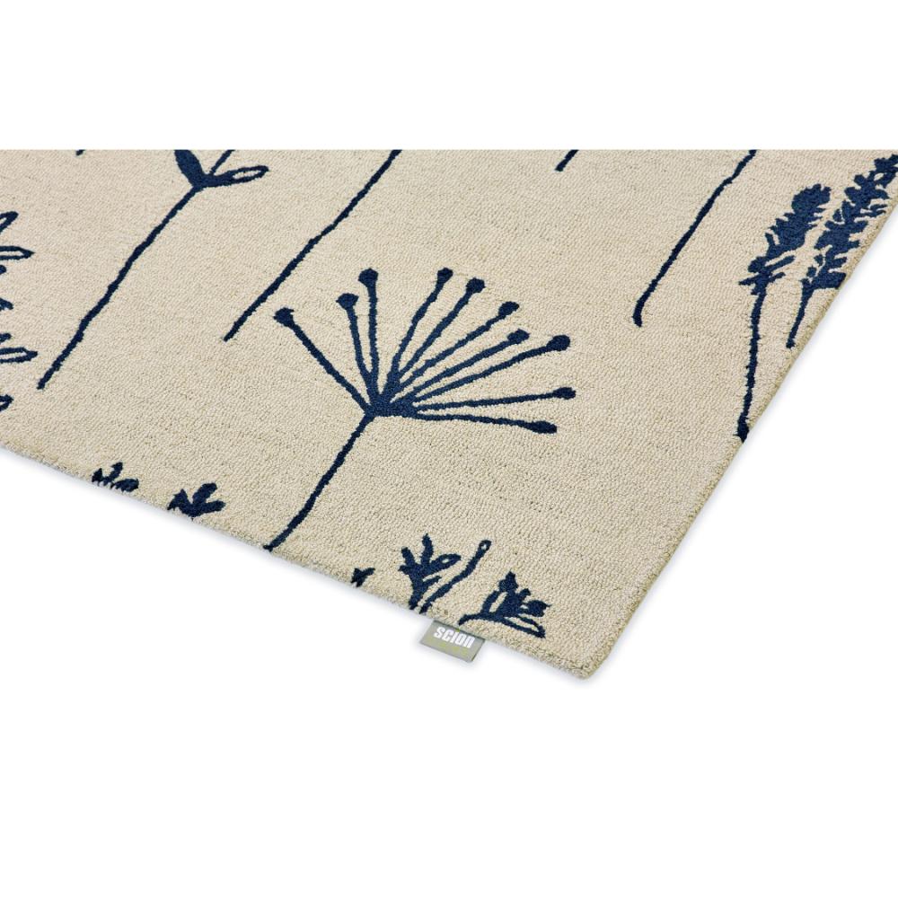 blue flower stem wool rug detailed image - MyHouse