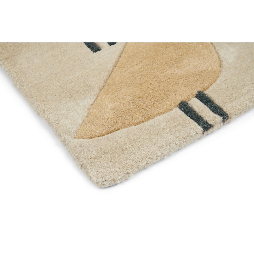 yellow and grey geo bird print wool rug detailed image - MyHouse