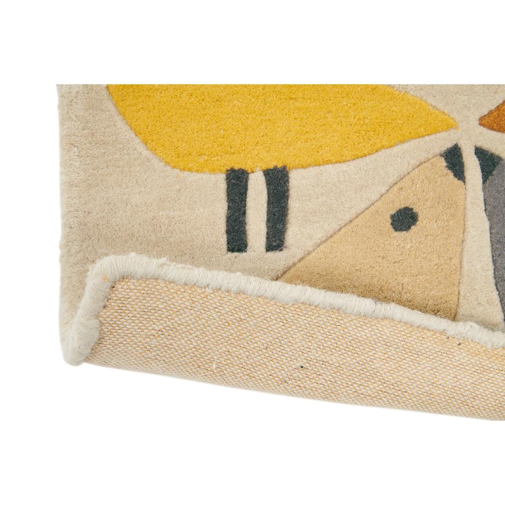 yellow and grey geo bird print wool rug detailed image - MyHouse