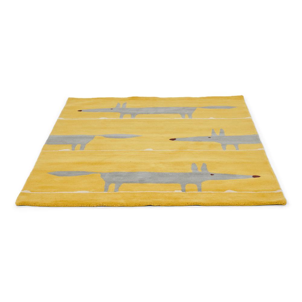 grey and yellow fox print wool rug detailed image - MyHouse