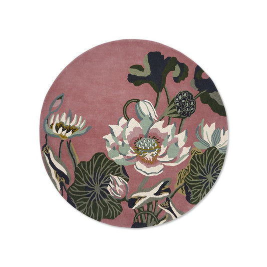 Wedgwood Waterlily Wool Round Rug Dusty Rose - MyHouse
