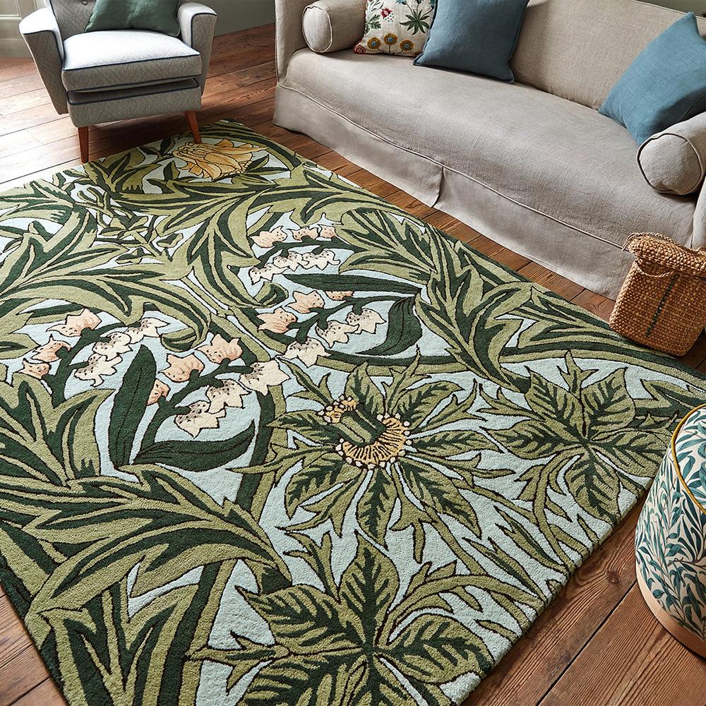 Morris & Co Bluebell Rug Leafy Arbour Green