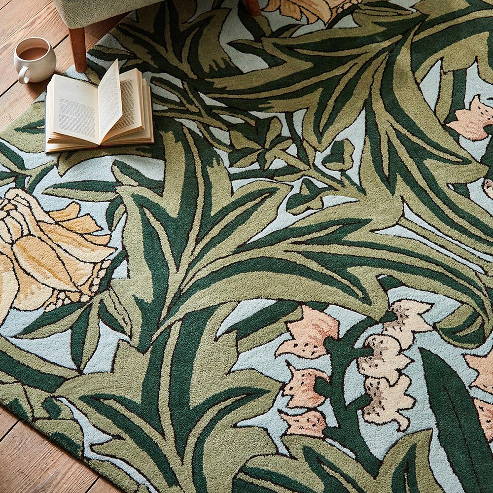 Morris & Co Bluebell Rug Leafy Arbour Green