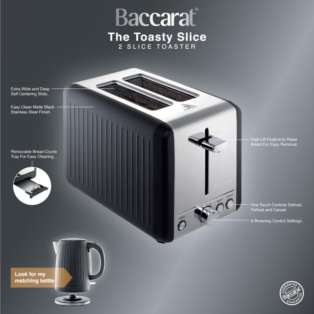 Baccarat The Toasty Slice 2 Slice Toaster Black