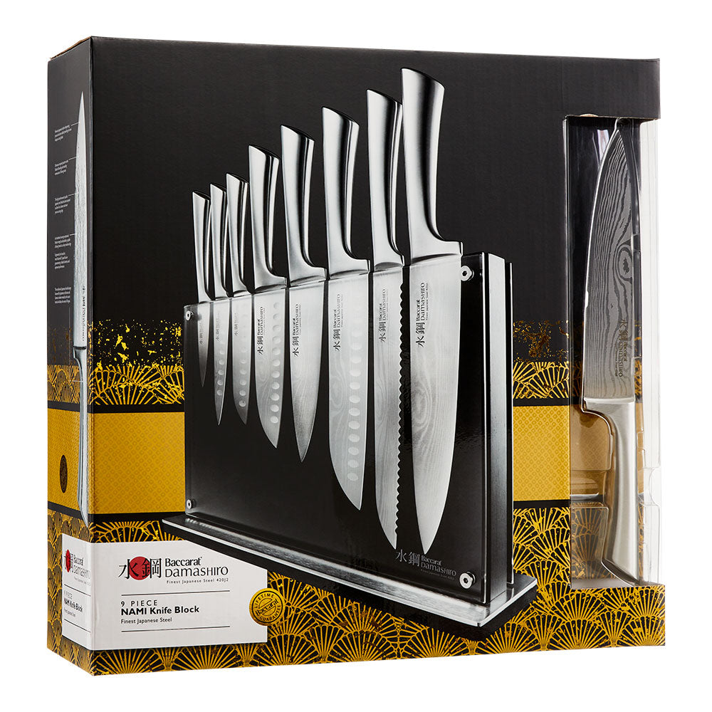 Baccarat Damashiro Nami 9-Piece Knife Block