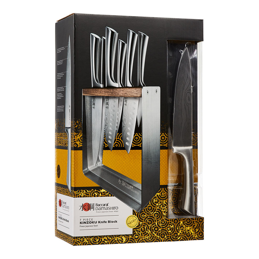 Baccarat Damashiro Kinzoku 7-Piece Japanese Steel Knife Block