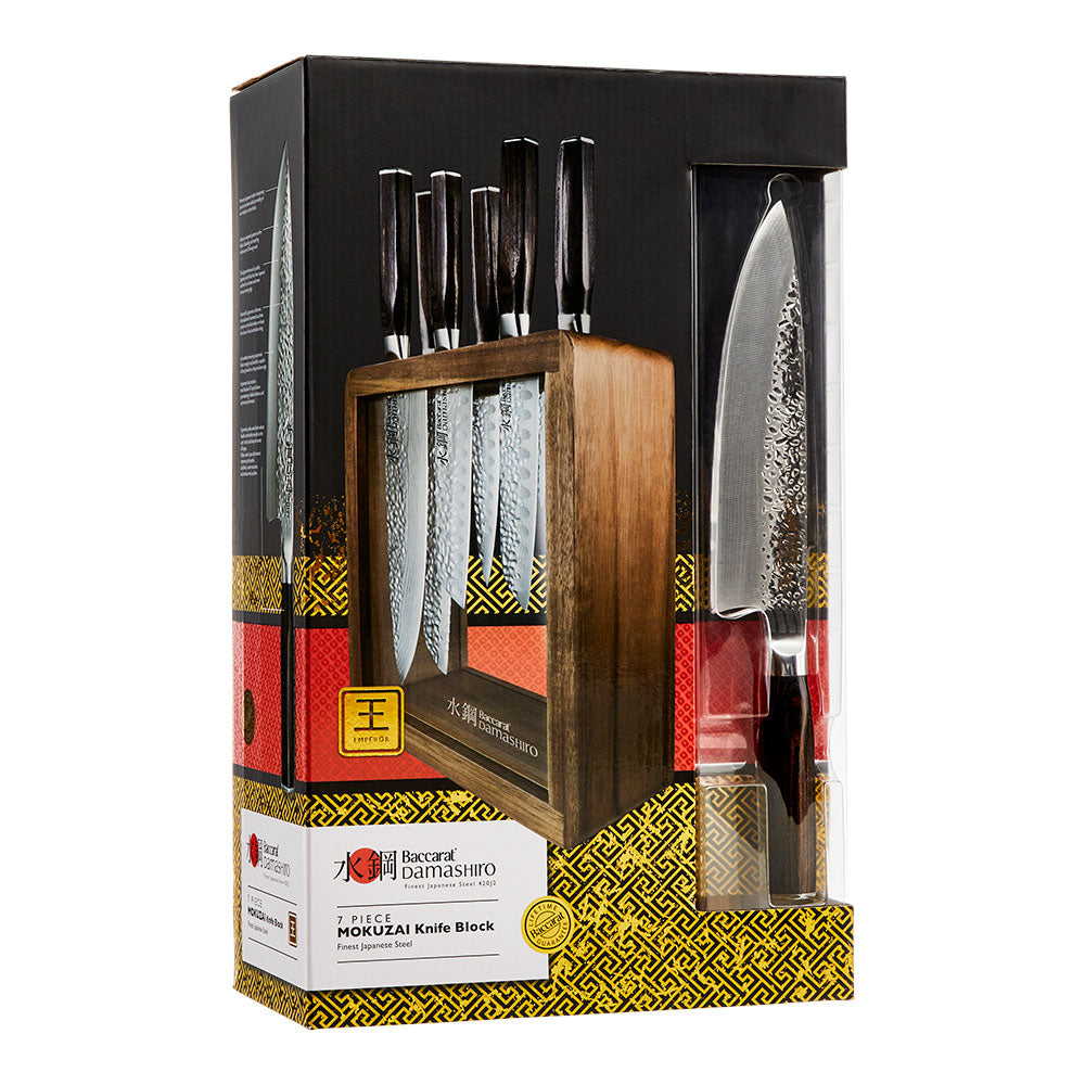 Baccarat Damashiro EMPEROR Mokuzai 7 Piece Knife Block