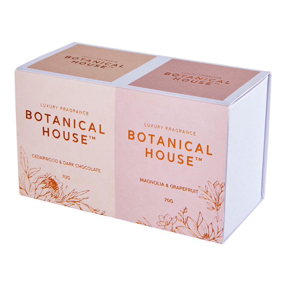 Botanical House 2 Pack Candle - Magnolia & Grapefruit/Cedarwood & Dark Chocolate