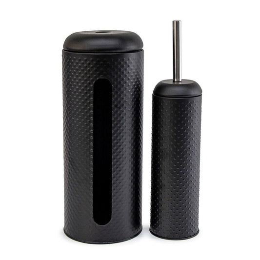 Salt & Pepper Spot Toilet Brush and Roll Holder Set