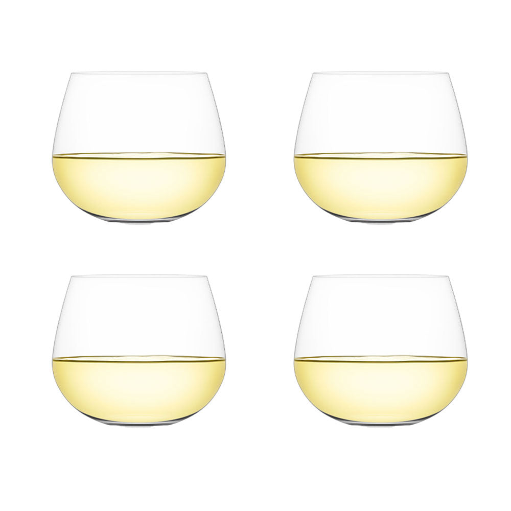 Plumm Set of 4 Stemless White B+ Wine Glasses 540ml