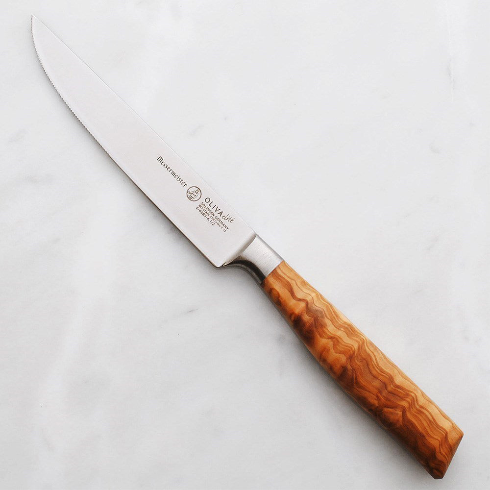 Messermeister Oliva Elite Multi-Edge Steak Knife with Olive Wood Handle 11.5cm