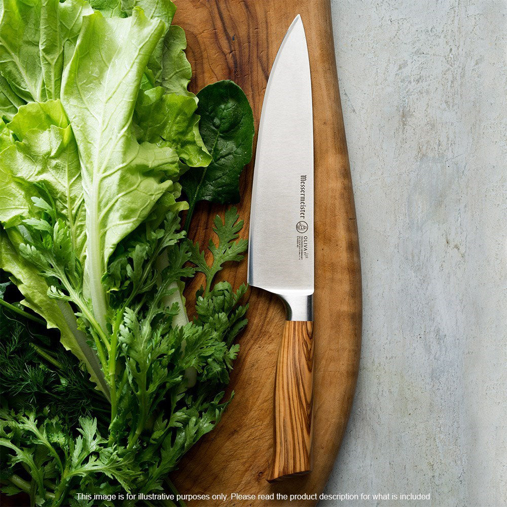 Messermeister Oliva Elite Stealth Chef Knife with Olive Wood Handle