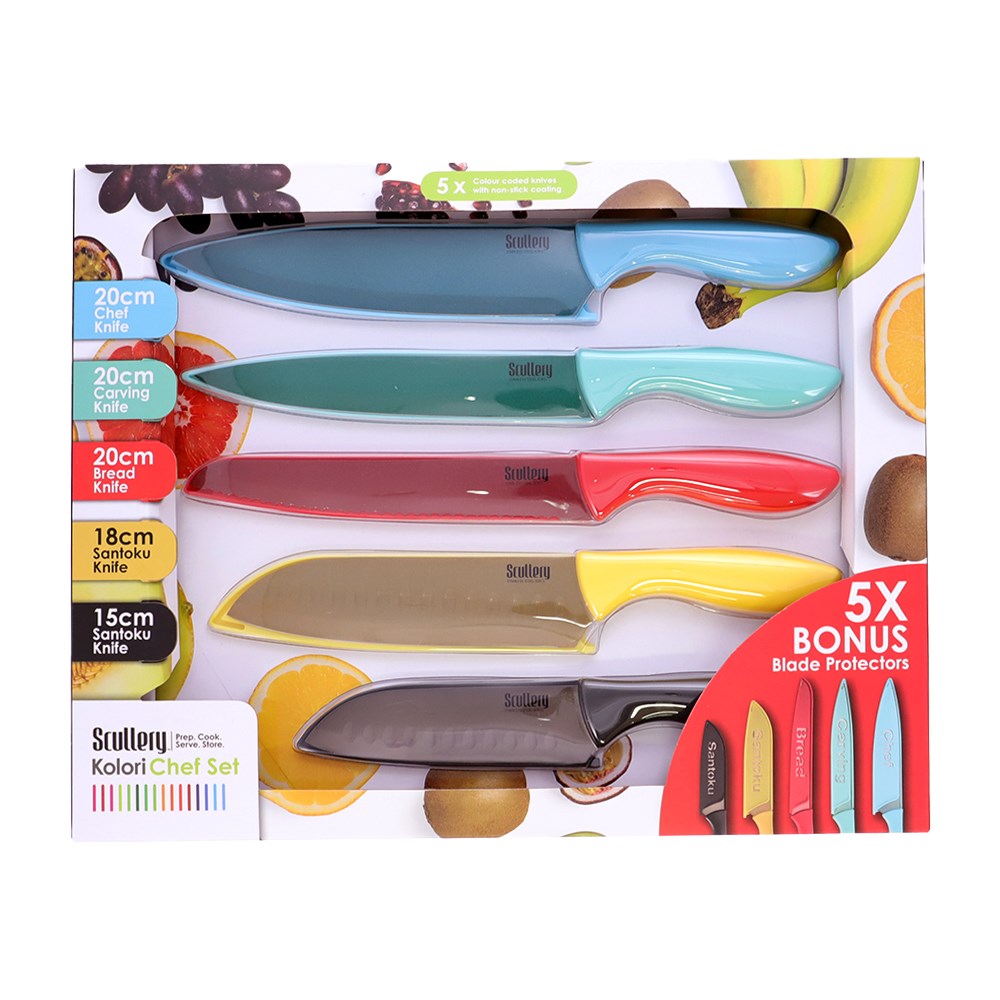 Scullery Kolori 5 Piece Kitchen Knife Set Multicolour